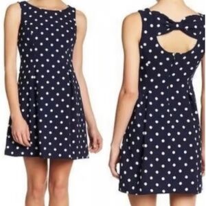 Eliza J Fit and Flare Navy Polka Dot Sleeveless Dress/Size 4